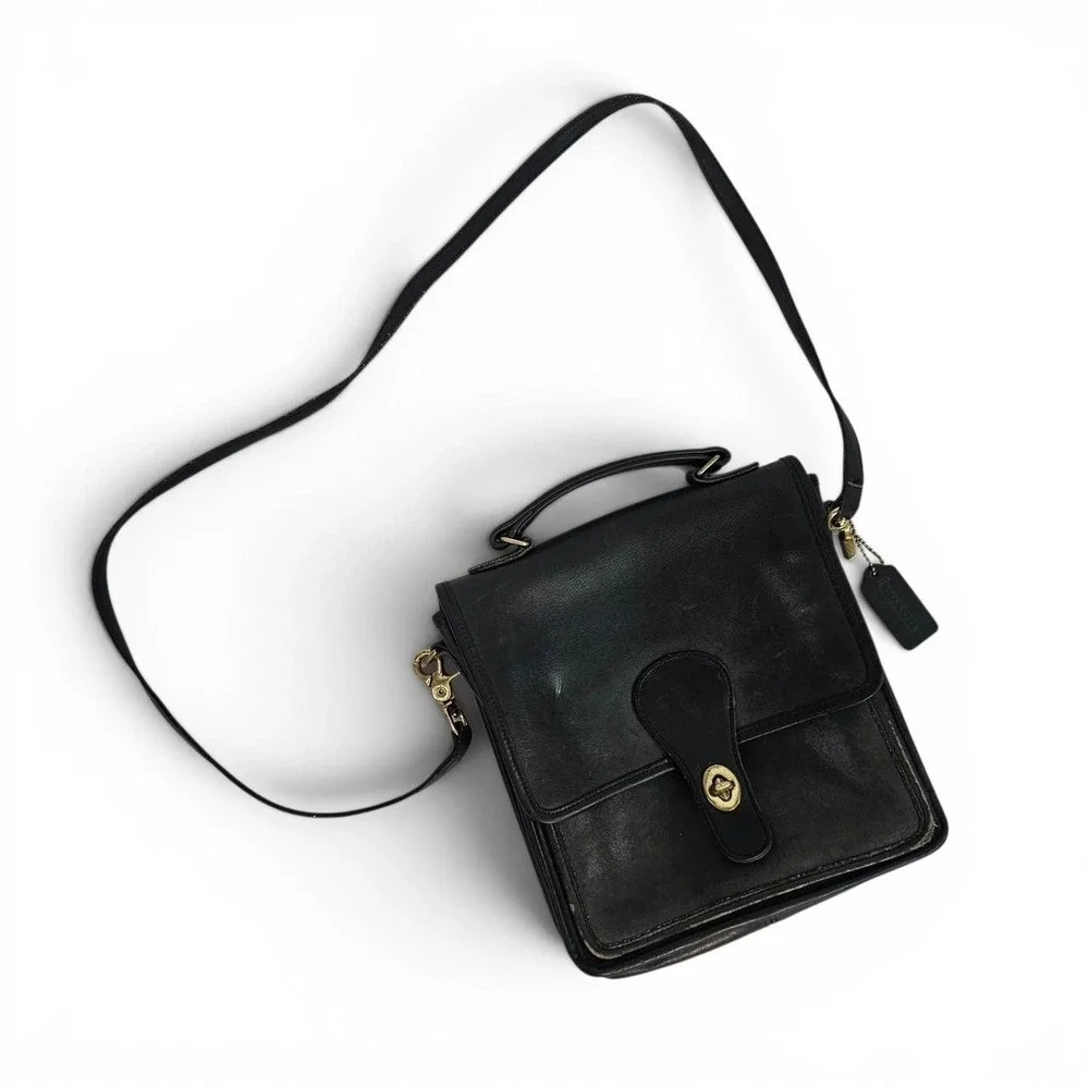 Coach Black Leather Satchel Gold Hardware Vintage #5130 Station Bag 1980s 1990s